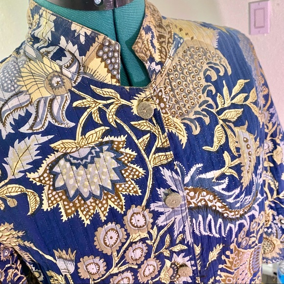 Anii by Natural blue print quilted blazer jacket - Picture 2 of 7